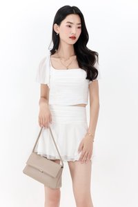 Mila Mesh Flutter Top in White