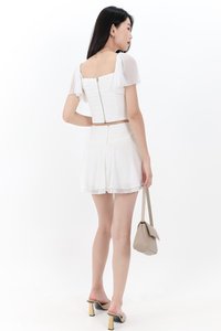 Mila Mesh Flutter Top in White