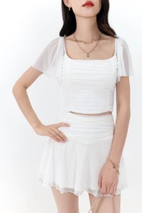 Mila Mesh Flutter Top in White