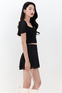 Mila Mesh Flutter Top in Black