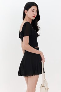 Mila Mesh Flutter Top in Black