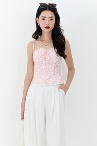 Fiona Floral Bustier Top in Red Florals