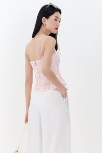 Fiona Floral Bustier Top in Red Florals