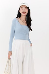 Lara Layered Sleeved Top in Blue