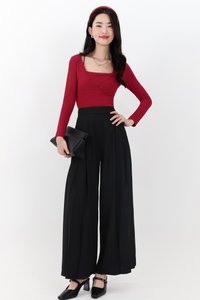 Pixa Pleated Highwaist Pants in Black ( Regular Length )