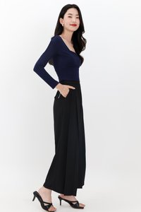 Lara Layered Sleeved Top in Navy