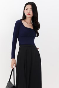 Lara Layered Sleeved Top in Navy