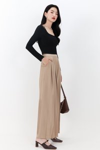 Pixa Pleated Highwaist Pants in Light Brown ( Regular Length )