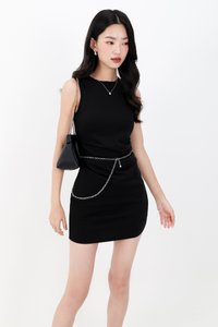 Terri Tank Ruched Dress in Black