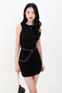 Terri Tank Ruched Dress in Black