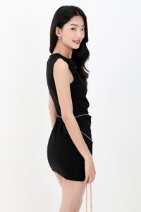 Terri Tank Ruched Dress in Black