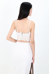 RESTOCKS | Corey Crochet Top in White x Nude