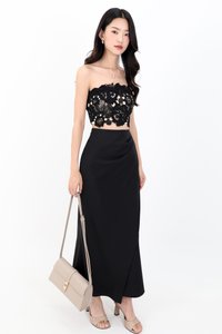 RESTOCKS | Corey Crochet Top in Black x Nude