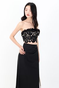 RESTOCKS | Corey Crochet Top in Black x Nude