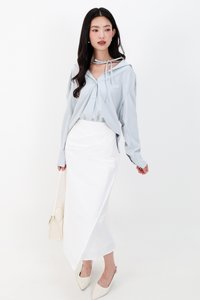 RESTOCKS | Tasha Textured Tie Shirt in Light Blue