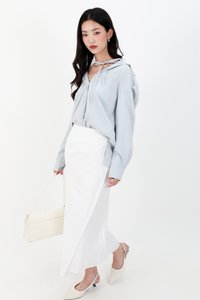 RESTOCKS | Tasha Textured Tie Shirt in Light Blue
