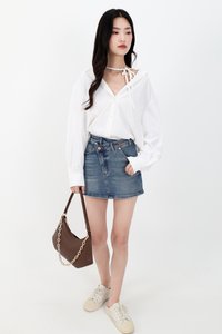 RESTOCKS | Tasha Textured Tie Shirt in White