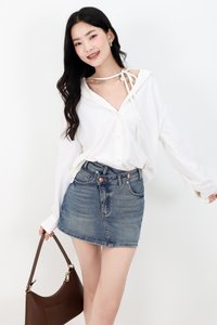 RESTOCKS | Tasha Textured Tie Shirt in White