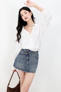 RESTOCKS | Tasha Textured Tie Shirt in White