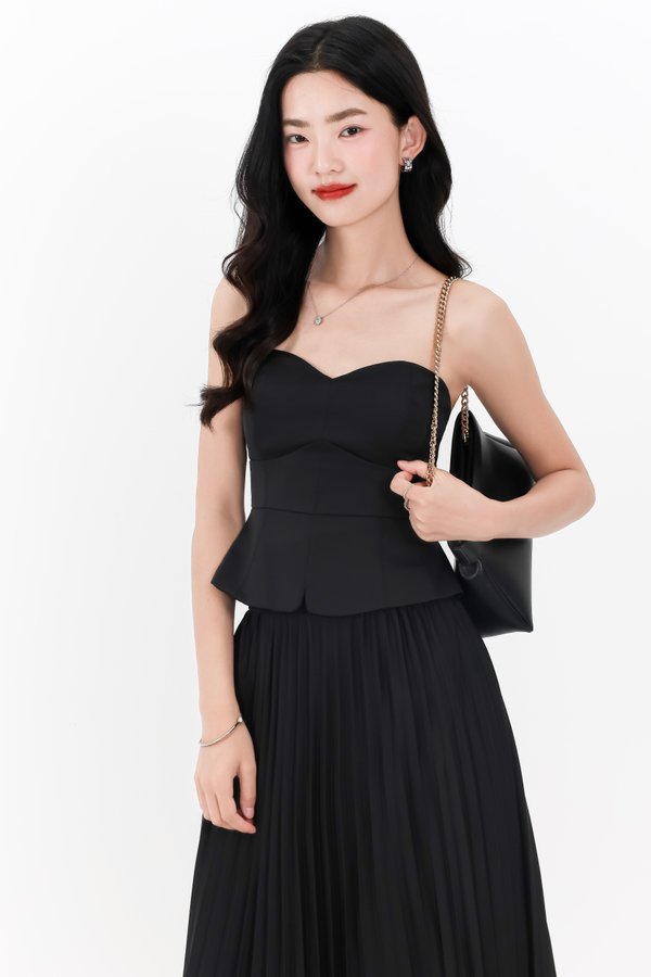 Cecelia Co-ord Sweetheart Top in Black