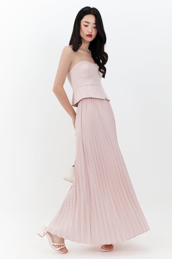 DEFECT | Cecelia Co-ord Pleated Skirt in Pastel Pink ( Regular Length ) in S