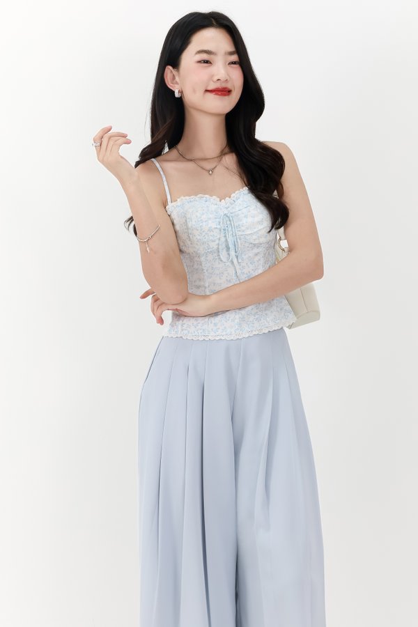 Fiona Floral Bustier Top in Blue Florals