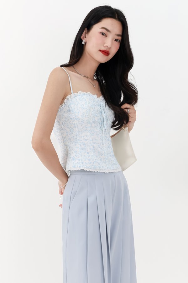 Fiona Floral Bustier Top in Blue Florals