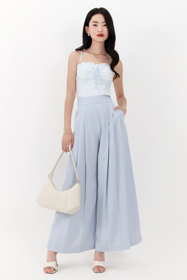 Pixa Pleated Highwaist Pants in Light Blue ( Regular Length )