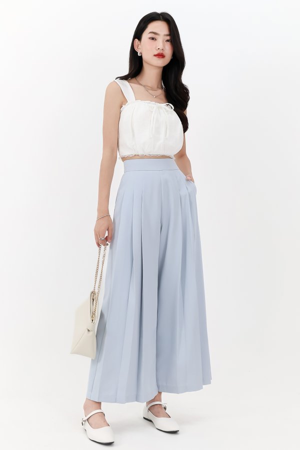 Pixa Pleated Highwaist Pants in Light Blue ( Petite Length )