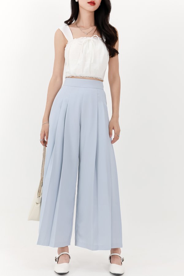 Pixa Pleated Highwaist Pants in Light Blue ( Petite Length )