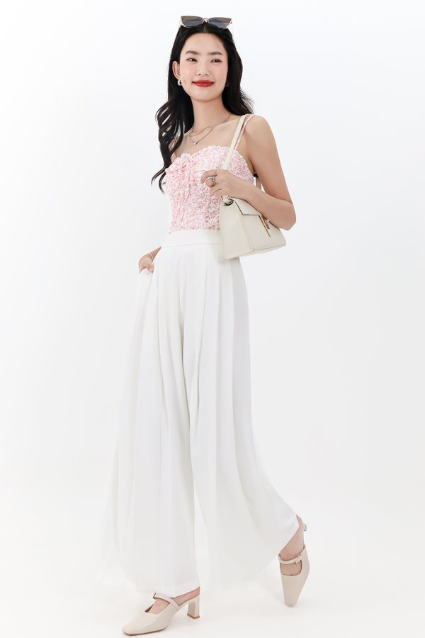 Pixa Pleated Highwaist Pants in White ( Regular Length )