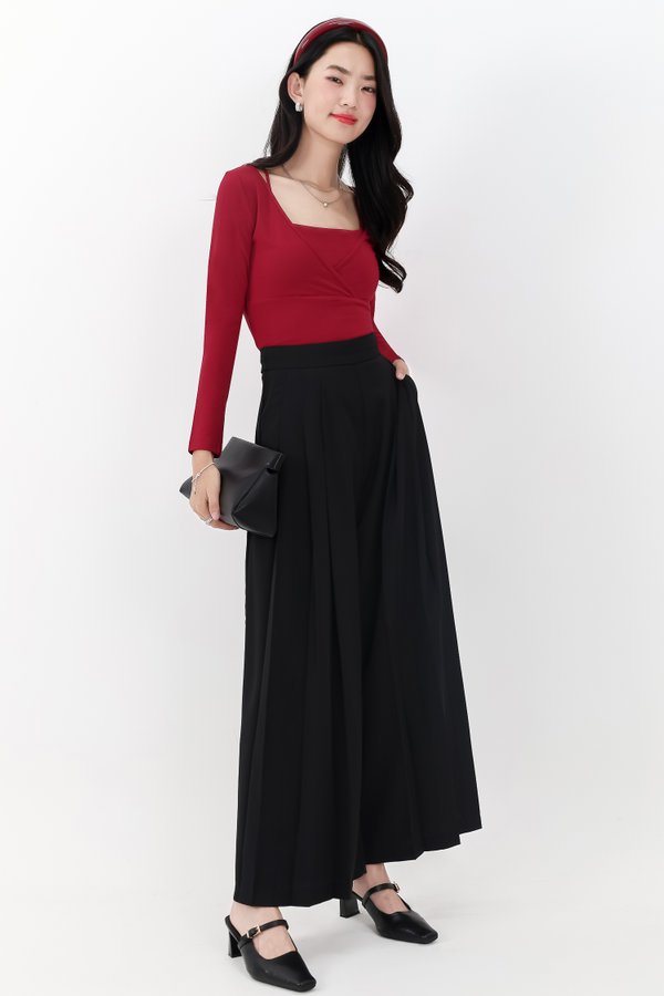 Lara Layered Sleeved Top in Cherry Red
