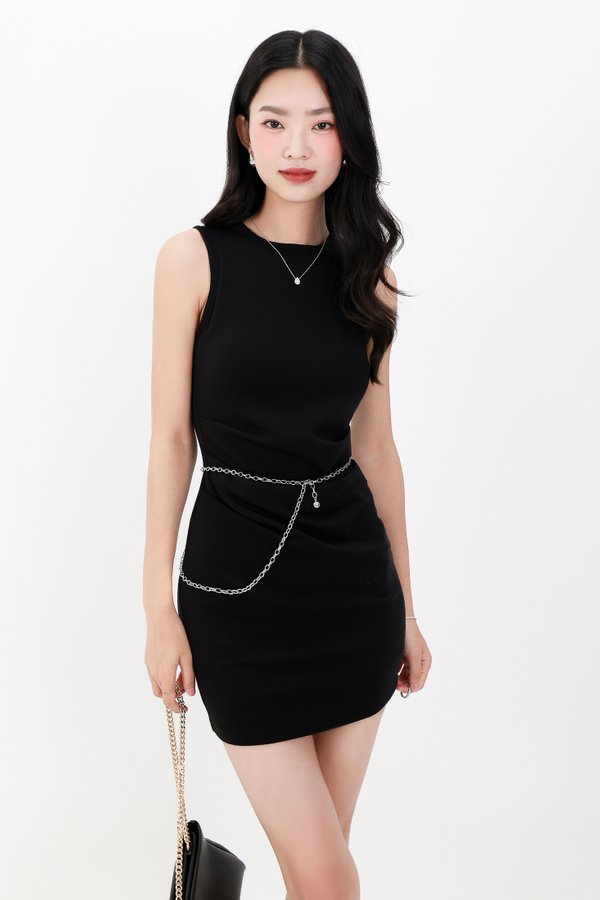 Terri Tank Ruched Dress in Black
