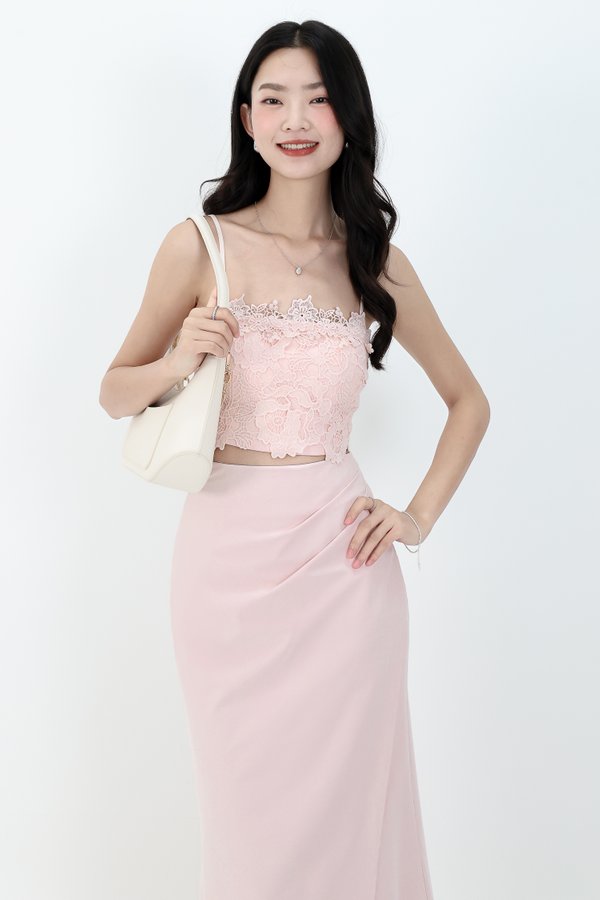 Corey Crochet Top in Soft Pastel Pink