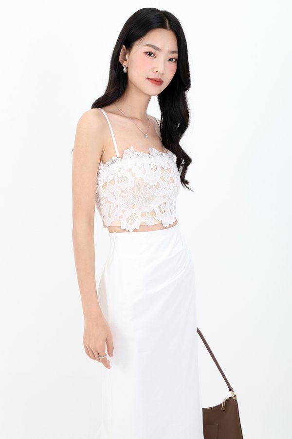Corey Crochet Top in White x Nude