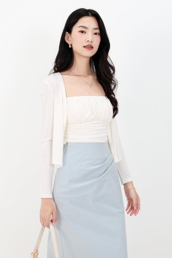 DEFECT | Chaerin Cardigan Top Set in White in S