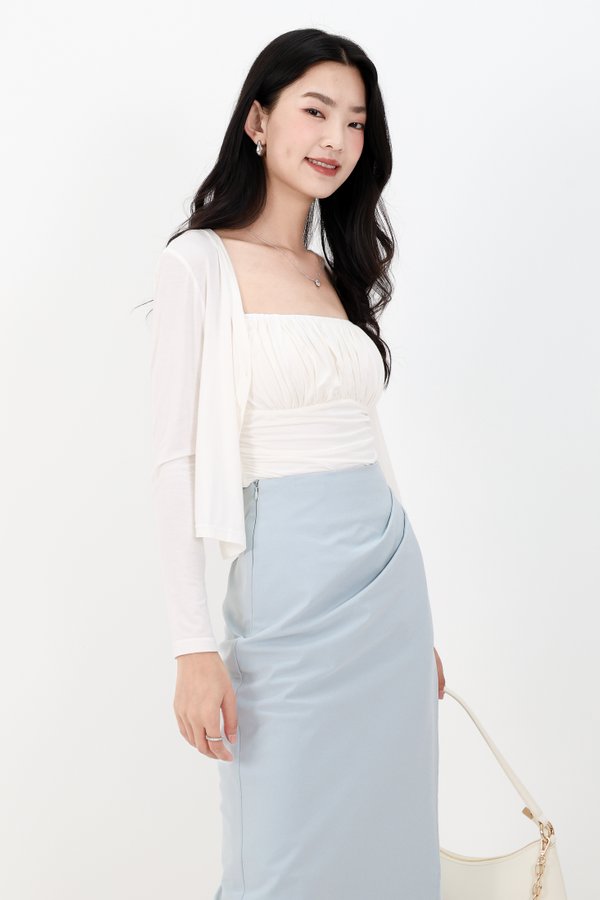 DEFECT | Chaerin Cardigan Top Set in White in XS