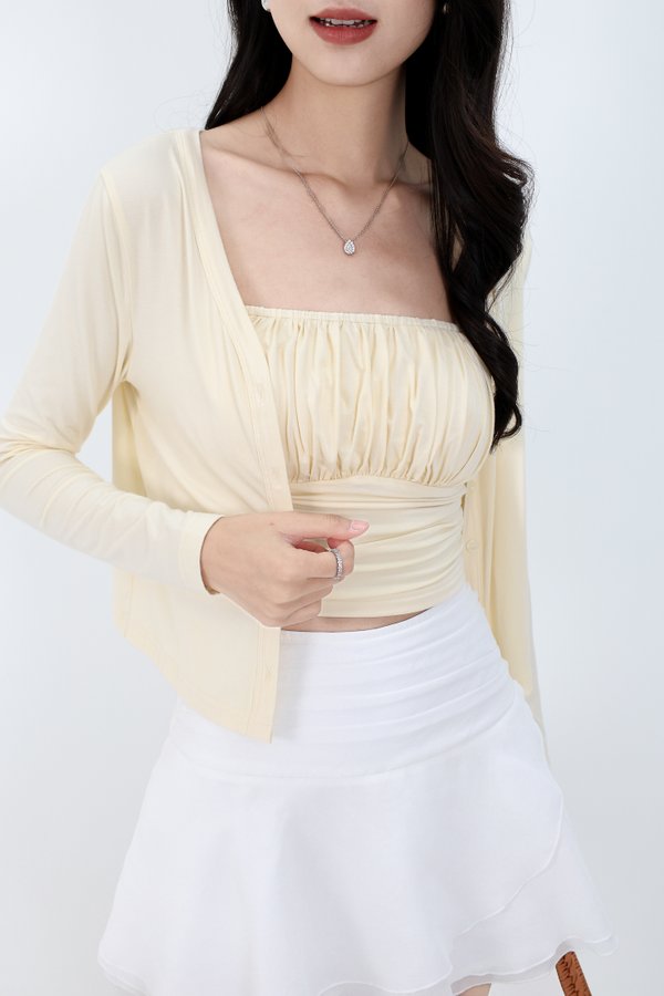 RESTOCKS | Chaerin Cardigan Top Set in Pale Yellow