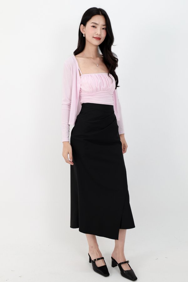 Chaerin Cardigan Top Set in Pale Lilac Pink