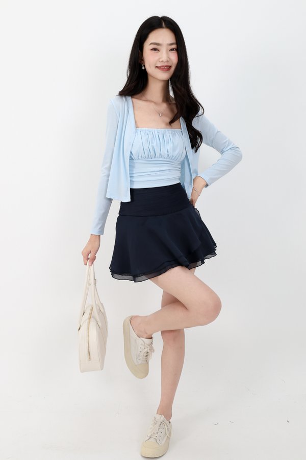 Chaerin Cardigan Top Set in Light Blue