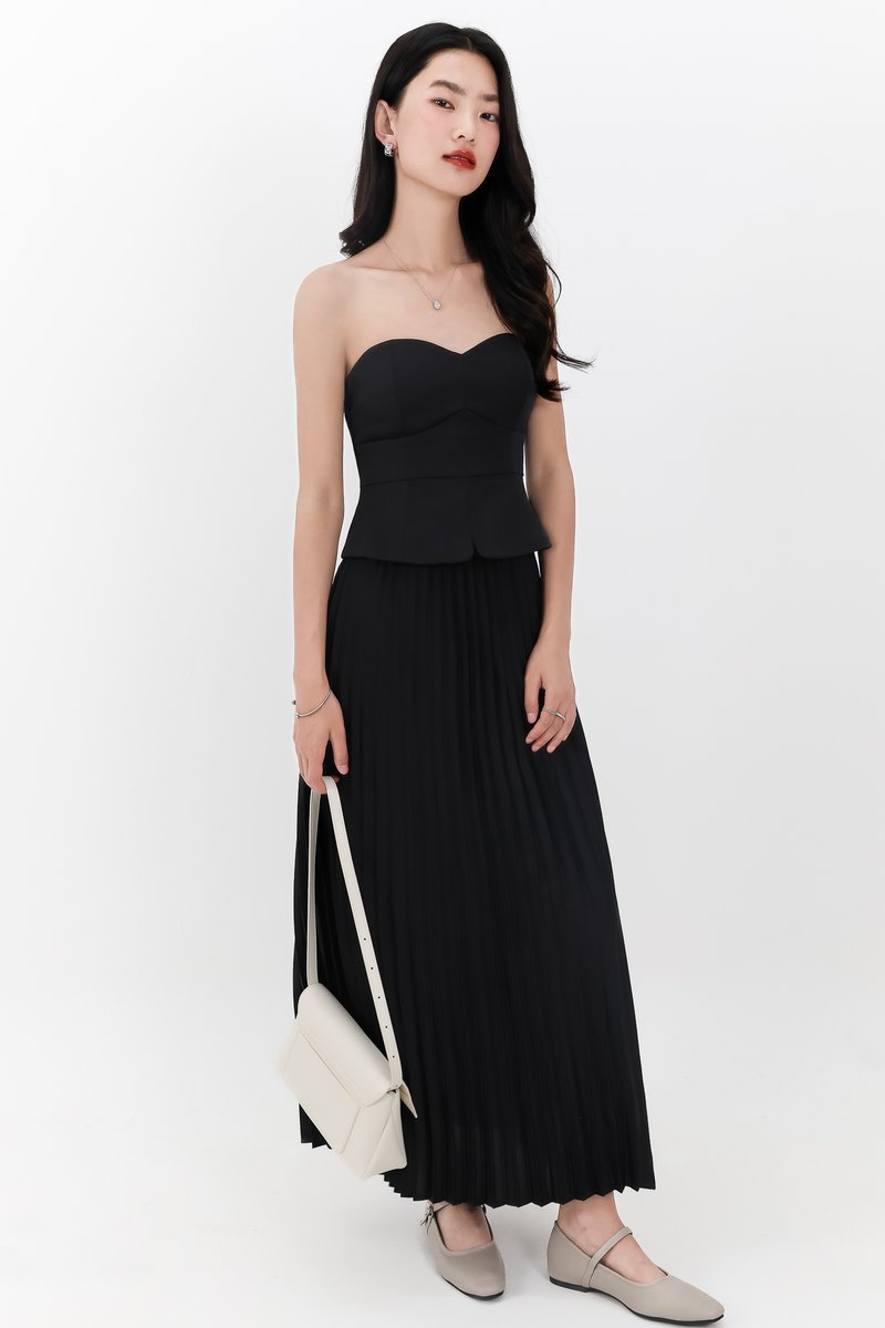 RESTOCKS | Cecelia Co-ord Pleated Skirt in Black ( Petite Length )