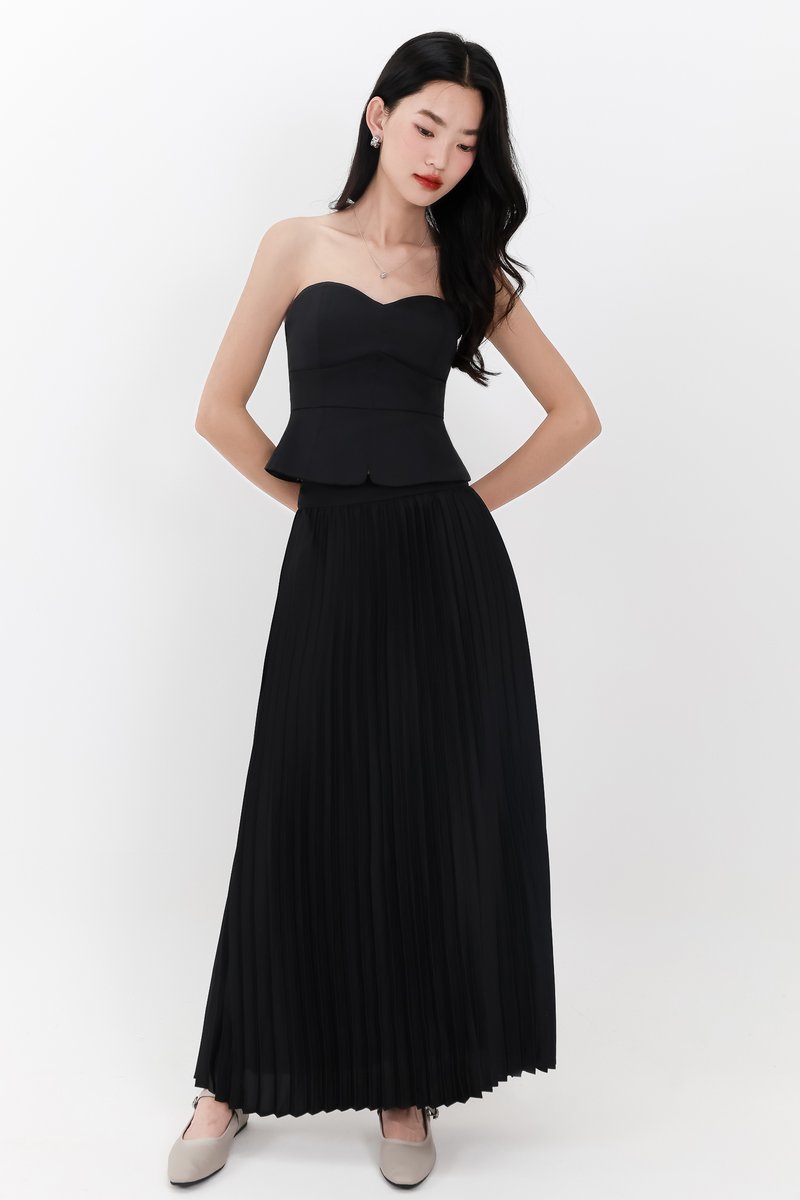 RESTOCKS | Cecelia Co-ord Pleated Skirt in Black ( Petite Length )