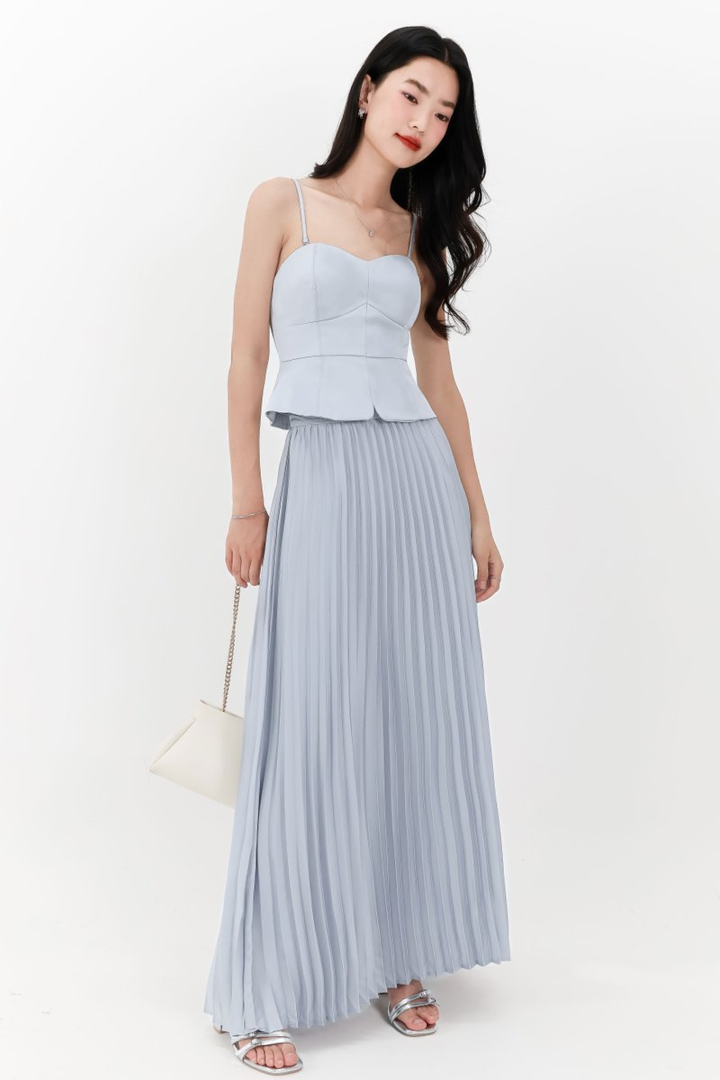 Cecelia Co-ord Pleated Skirt in Light Blue ( Regular Length )