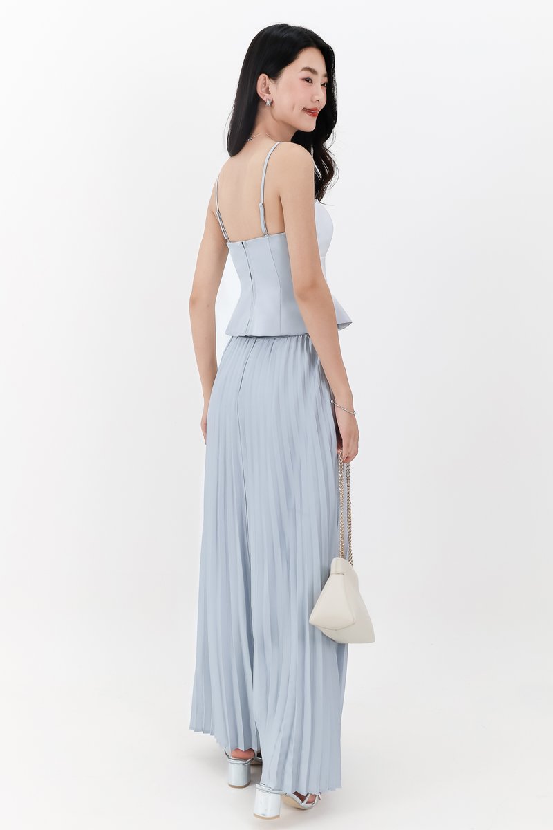Cecelia Co-ord Pleated Skirt in Light Blue ( Regular Length )
