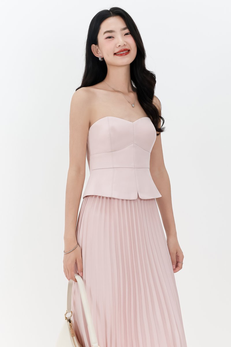 Cecelia Co-ord Sweetheart Top in Pastel Pink