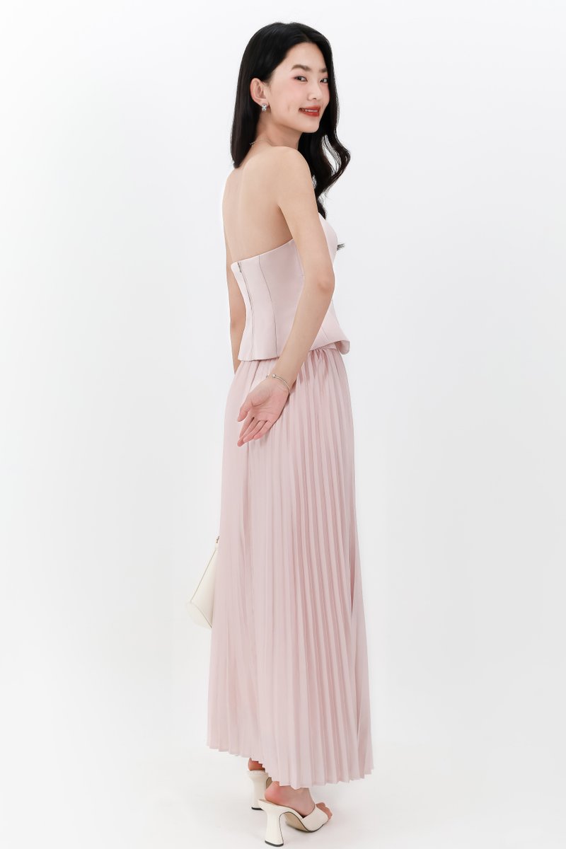 DEFECT | Cecelia Co-ord Pleated Skirt in Pastel Pink ( Regular Length ) in S