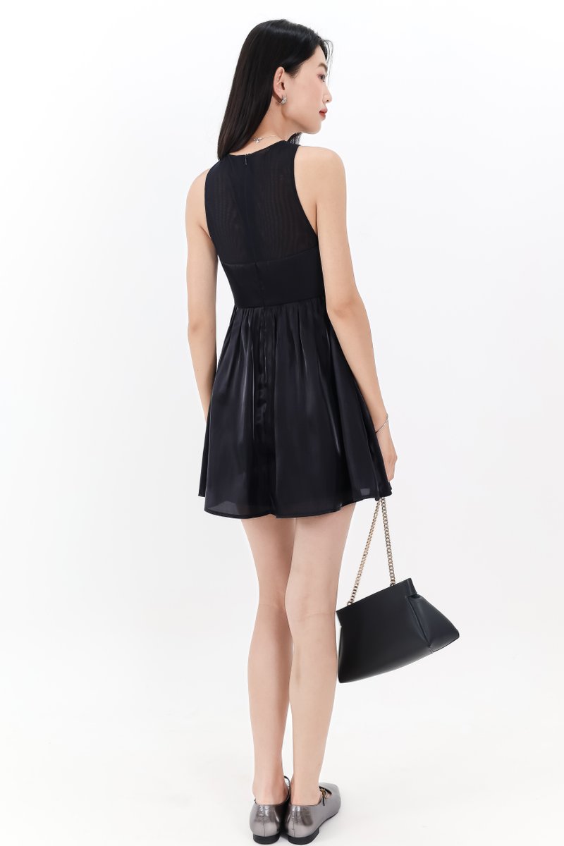 Ourelia Organza Romper Dress in Black