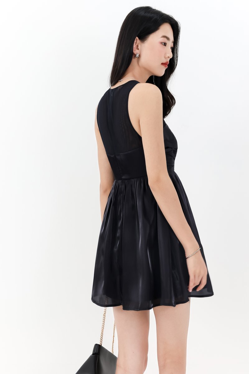 Ourelia Organza Romper Dress in Black