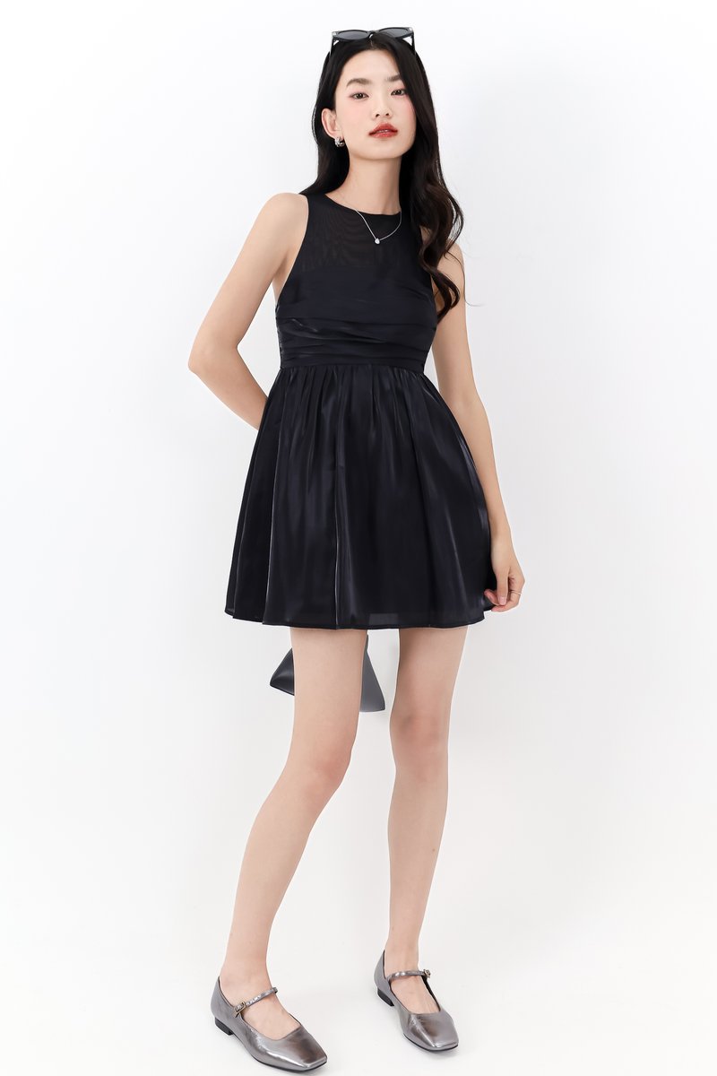 Ourelia Organza Romper Dress in Black