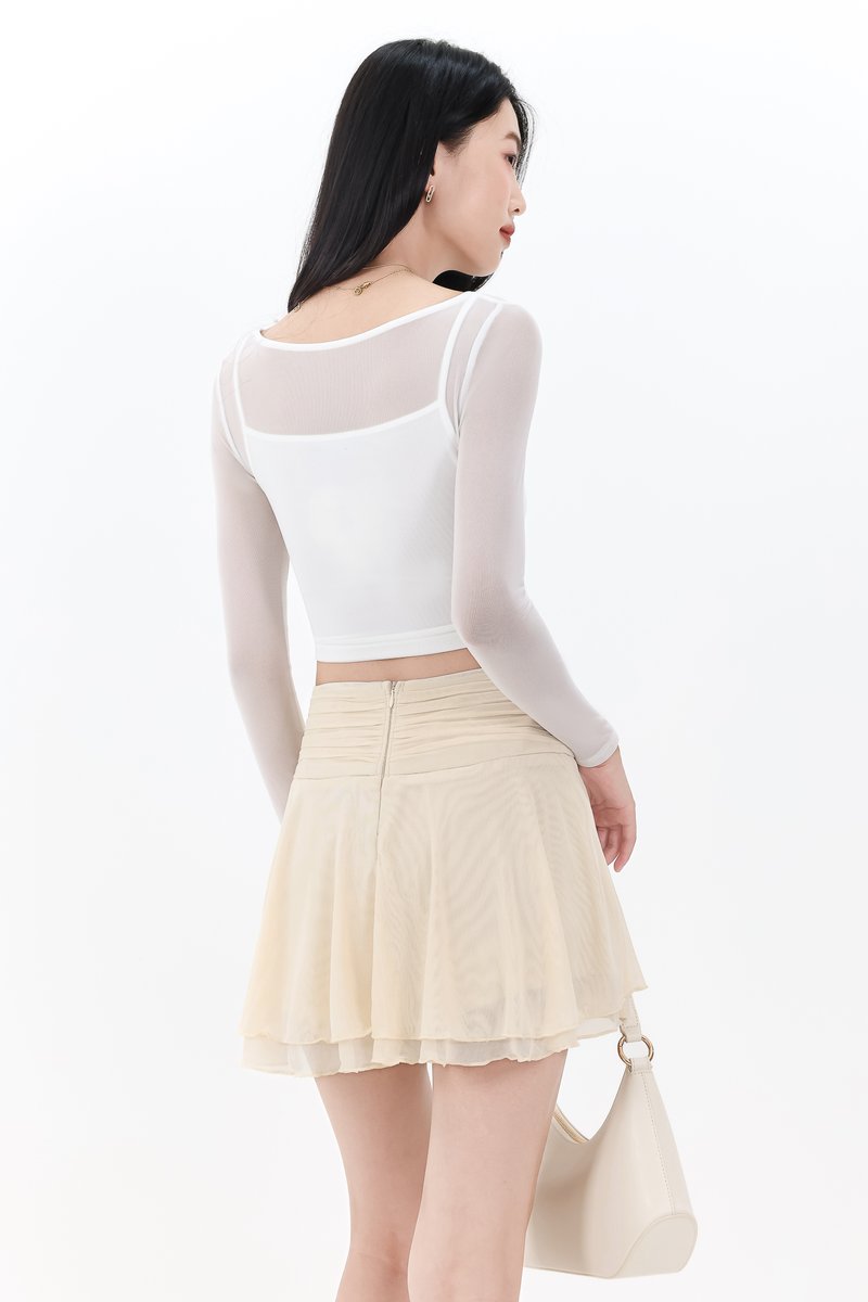 Marley Mesh Co-ord Skorts in Pale Yellow V1